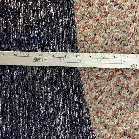 Enfocus Studio Navy and Silver Micro Pleated High Neck Sleeveless Dress Size 6 - Picture 14 of 14